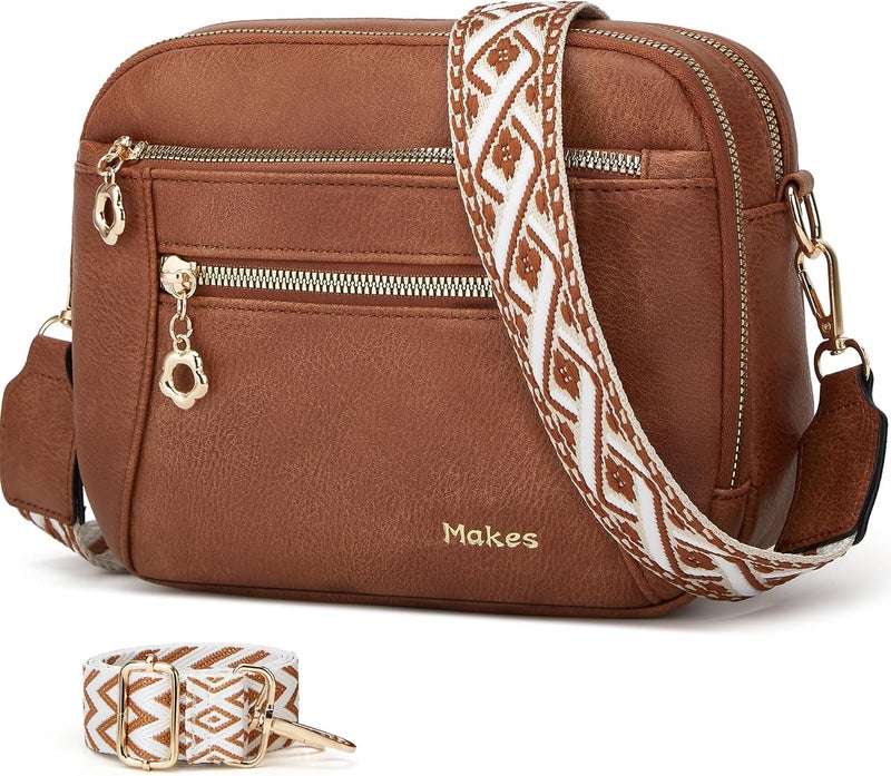 Makes Crossbody Purse for Women Small Crossbody Bags Trendy Vegan Leather with Adjustable Shoulder Straps Gift for Mother Wife Mom - Image 1